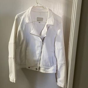 Calvin Klein Jeans white denim moto jacket